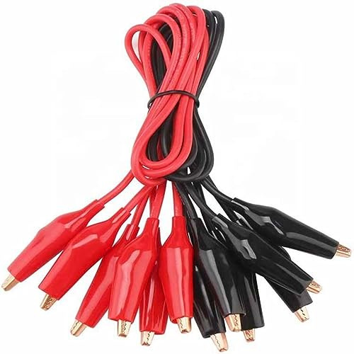 10 Stück Prüfleitungen mit Krokodilklemmen, Doppelendige Messleitung | 50 cm, Schwarz und Rot, Krokodilklemmen Messkabel für Stromkreisanschluss Elektrische Prüfung