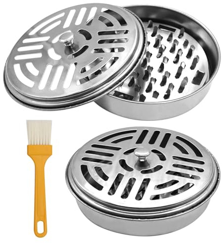 AIMEKE 2 Pièces Support Bobine Moustique avec Couvercle, Supports Portable Anti-Moustique Acier Inoxydable pour Bobines de Maison, Jardin, Camping, Pêche, Voyage, Extérieur