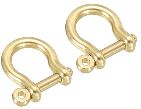 PATIKIL Anneau en D, Lot De 2, Largeur Intérieure De 9 Mm, Épingle en Laiton, Type U, Crochet De Porte-Clés, Petites Manilles pour Bricolage, Remplacement en Cuir