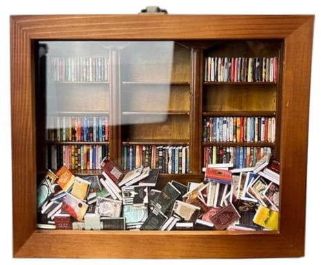 Anxiety Bookshelf Shake Away Your Anxiety, Anxiety Bookshelf Miniature, Mini Shaking Bookshelf, Handmade Wooden Bookshelf, Miniature Book Match Boxes Display Case Cabinet, Gifts for Book Lovers