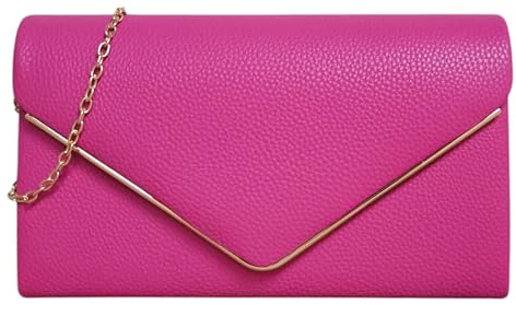 UShopUK Bolso de mano liso de piel sintética para novia, graduación, boda, noche, fiesta, hombro