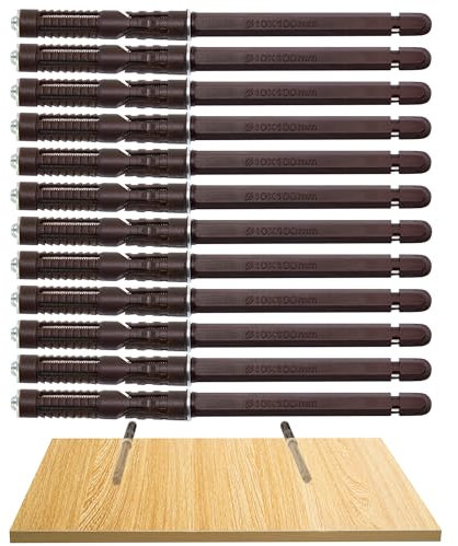 Schwebende Regalhalterungen – robuste Holzregalhalterungen mit Schrauben, verstellbare Wandbefestigungen, Hardware, Rollostütze, Regale, 90 kg, Ø 10 x 100 mm, 12 Stück