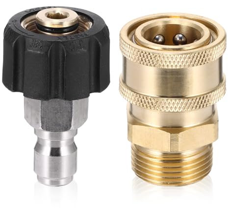 M22-14 Pressure Washer Hose Connector 3/8 Pressure Washer Adapter Quick Disconnect Kit, High Pressure Water Gun Male Sprayer Accessory Hose 3/8 Connector