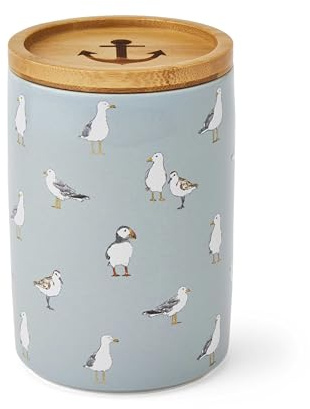 Cooksmart Coastal Birds Stoneware Airtight Storage Jars With Lids | British Designed, Stoneware Material, Airtight Storage, Food Container, Kitchen Organisation, Pasta And Rice Storage