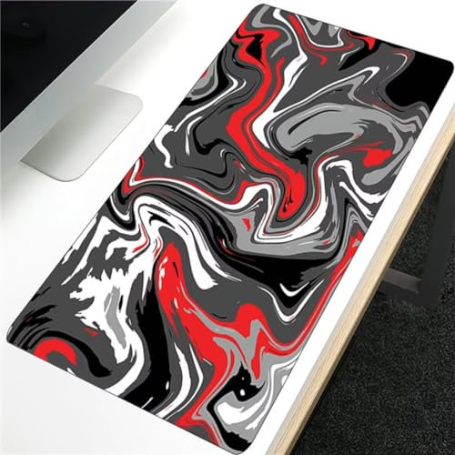 XXL Gaming Mauspad 1200x600x2mm Erweiterte Groß Mousepad Schreibtisch Pad, genähte Kanten Mauspad, langlebig,Rutschfester Gummiboden, Widerstandsfähig für PC Gamer Büro Schwarz Rot Weiß