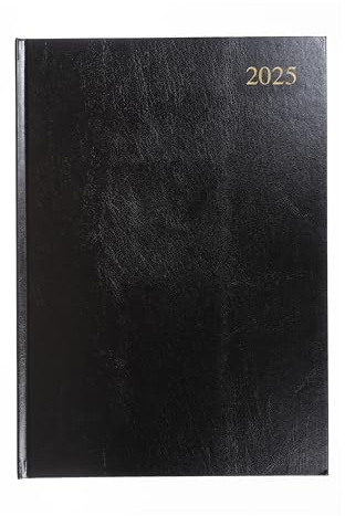 Collins Essential ESSA43.99-25 Business-Terminplaner 2025, A4, Wochenplaner mit Ledernarbung, Hardcover, Schwarz