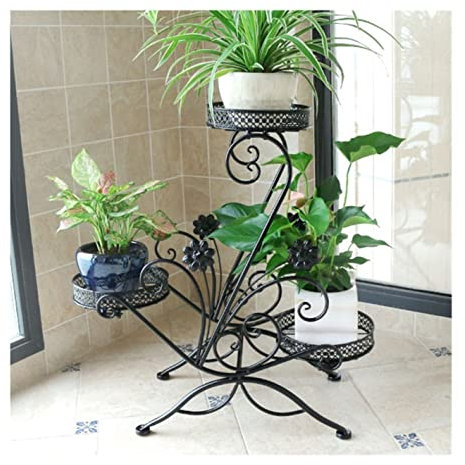 CCYENG Pflanzenständer Pflanzenregal Pflanzentisch 3-stöckig Schmiedeeisen Blumenständer Balkon Blumentopfhalter Pflanzenständer Wohnzimmer Deko Pflanzenhalter Blumens