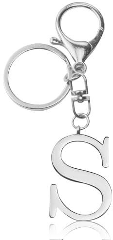 ORUZA Letter Keyring Alphabet Initial Keychain, Metal Letter Key Ring for Women Men Handbag Wallet Purses Alphabet S