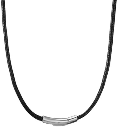 HSWYFCJY Lederkette Herren 3mm Kunstleder Halskette Schwarz Damen Leder kette mit Verschluss Kautschuk Kette 51cm für DIY Anhänger Schmuck