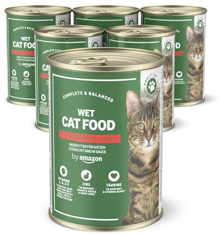 by Amazon Katzenfutter, nass, Stücke mit Rind in Sauce, 6 x 415 g