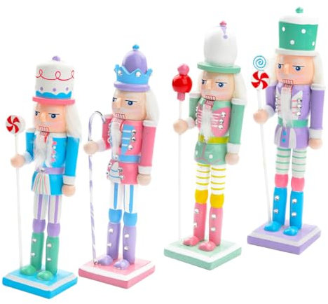 BUGUUYO 4pièces Décoration De Noël Figurines Casse-Noisette Bois Élégantes Décorations De Bureau pour Fête De Noël Bois Idéales pour Offrir