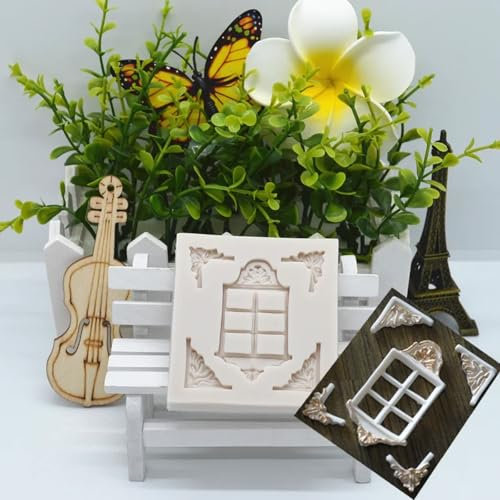 Epoxidharz-Formen, 6,5 x 6,1 x 0,7 cm, Bilderrahmen, Fenster, Kunstharz, Silikonform, Küchen-Backwerkzeug, Kuchen, Schokolade, Fondant, Dessert, Spitzendekoration