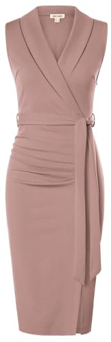 GRACE KARIN Damen Wickelkleid Elegant Ärmellos Cocktailkleider Midi Festliche Business Kleider mit Gürtel