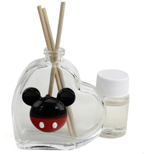 DLM-A514 Bomboniere 12 Profumatori in vetro linea Cuore con topolino Disney mickey mouse 12 profumi e 12 scatole per Nascita Comunione Battesimo bimbo bimba Cresima Compleanno 7x6 da 50 ml