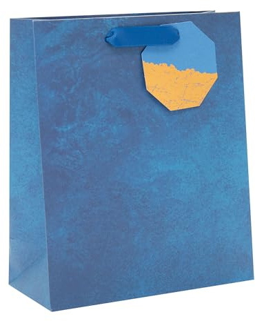 UK Greetings | Medium Gift Bag | Party Bags for Presents | Birthdays/Weddings/Christmas | Blue Design | 22.8 x 19 cm