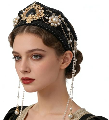 Anne Boleyn Haarreif, elisabethanisch, viktorianisch, königlich, Koronettkapuze, Tiarahut, Mittelalterliche Renaissance, Tudor-Königin, Kopfschmuck für Damen