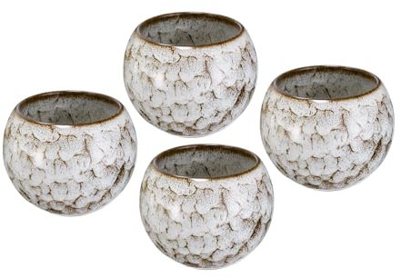 QUARKZMAN 4 Tazas de Té Chinas Japonesas de Cerámica 5.07 Oz Juego de Té Gong Fu Hecho A Mano de Cerámica con Esmalte Cambiante sin Asa para Té Mate Café Vino Bebida y Regalos, Beige