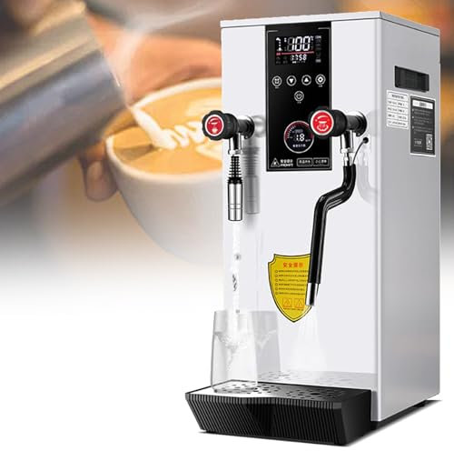 SXYKXYDL Espumador de Leche Comercial Multiusos de 220 V, máquina para espumar Agua a Vapor Completamente automática de 12 l, con Pantalla LED, máquina eléctrica para espumar Leche, Color Blanco