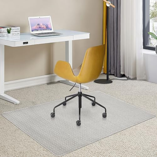 BesWin Office Chair Mat for Carpets, 90x120cm Non-Slip PVC Carpet Floor Protector for Low Pile Carpet Floors, Clear Heavy Duty Computer Chair Mat for Home Office Rolling Chair, Easy Glide