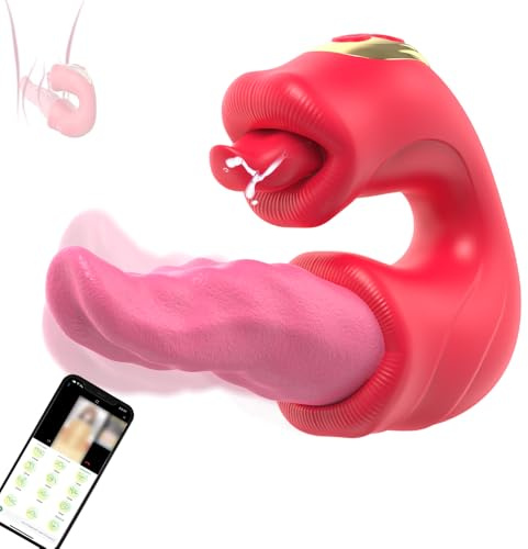 Kuaecr Vibration APP für Frauen 3 in 1 Realistischer Zunge Vibrator mit 9 Zungenlecken 9 Vibration & Klopfmodi G-Punkt Klitoris Stimulator Erotik Sex Spielzeug Für die Frau Paare Solo Masturbation