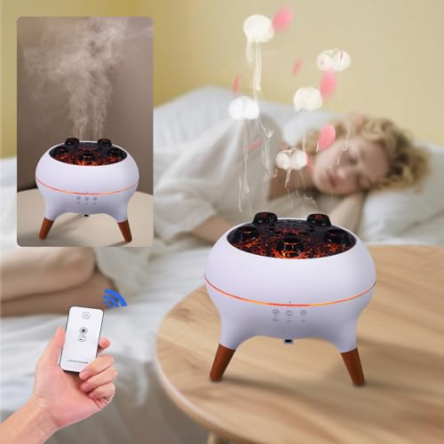 Neulriscn Jellyfish Diffuser, 250ML Humidifier for Bedroom, Essential Oil Diffuser with Remote Control, 7 Color LED Night Light, Silent Aromatherapy Diffusers for Home Office, 4/8 Timer, Auto Shut-Off