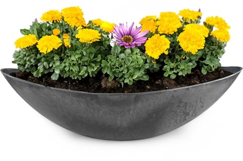 Ovale Pflanzschale als große 55 cm Vintage Outdoor Deko-Schale schwarz