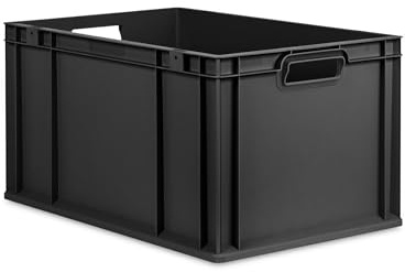 PROREGAL Eurobox NextGen Grip | HxBxT 32x40x60cm | 65 Liter | Griffe offen | Verstärkter Boden | Schwarz | Eurobehälter, Transportbox, Transportbehälter, Stapelbehälter