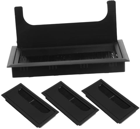 Didiseaon 4piezas Tapas para Orificios De Cables De Escritorio De Plástico con Cepillo Negro Gestión De Cables El Polvo y Organiza Los Oficina o Hogar
