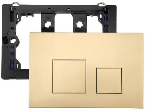 Plaque de Commande WC Suspendu,Plaque de Déclenchement,Double Déchargement,Avec Jeu De Tiges D'Échappement Et Cadre De Fixation,Compatible Avec Geberit Sigma 01,20,30,50,Up 320,300 (Or)