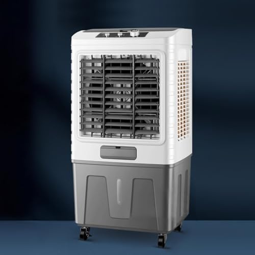 Aire acondicionado portátil, enfriador de pantano de 50 litros con ventilador de 3 velocidades, oscilación de 120°, incluye 4 paquetes de hielo para una refrigeración mejorada