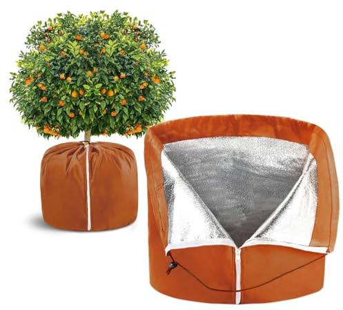 Holdes Protection contre le gel pour pots de fleurs - Réutilisable et imperméable - Protection et thermique - Avec cordon de serrage - Pour terrasse, balcon, jardin, cour, arbustes, temps froid
