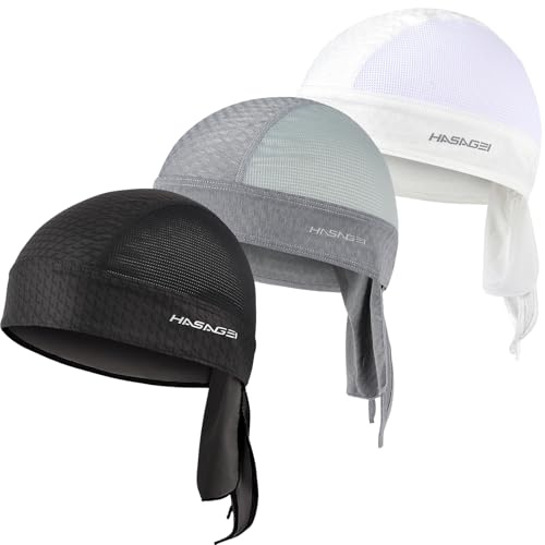 HASAGEI Bandana para Hombre y Mujer, pañuelo para la Cabeza, para Motero, Gorra para Bicicleta, Parte Inferior elástica, Transpirable, Absorbe el Sudor, de Secado rápido