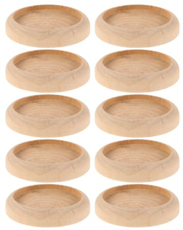 PACKOVE 10 Stück Runde Kleiner Holzscheiben aus Massivholz Stabile Selbstgemacht Untersetzer für Nadelkissen Puppen und Bastelpräsentationen Naturbelassene Holzsockel für Kunsthandwerk