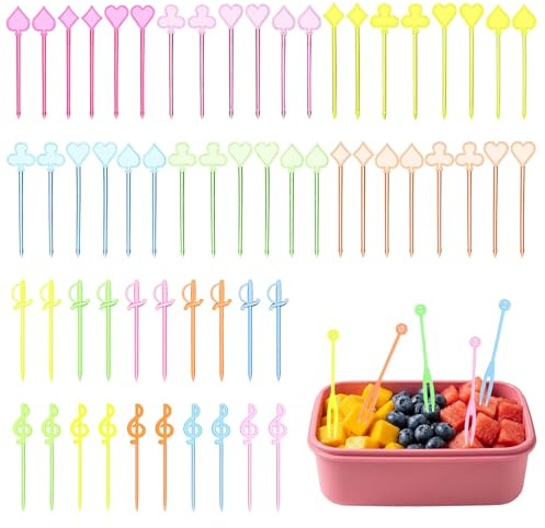 200Pcs Food Picks, Cute Fruit Toothpicks, Bento Lunch Accessories Colorful, Cocktail Picks, Food Pick for Kids