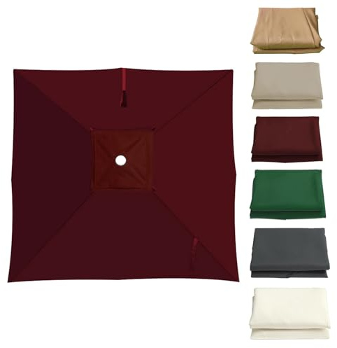 3X3 2.5X2.5 4X3m Auvent De Remplacement Pour Parasol 8Baleines, Durable Carré Housse De Rechange Pour Parapluie Déporté Excentrique, Toile Protection Solaire AntisUV Imperméable(Burgundy,3X3m)