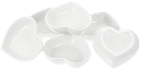 SWOOMEY Piatto per Salsa e Antipasti 6 Pezzi in Ceramica Forma Cuore Piattini per Finger Food e Condimenti per Uso Ristorante e Casa Riutilizzabile