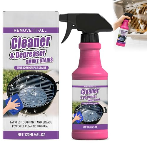 Fast Acting Heavy Duty Grill Degreaser Spray,BBQ Grill Cleaner - 120ml | for Outdoor Grills, Ovens & Grates – Powerful BBQ Cleaning Spray for Burnt-on Grease – Compact & Versatile Degreaser (1 PCS)