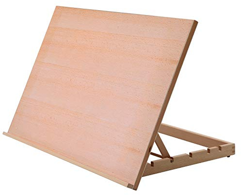 Falling in Art Extra große 5-Positionen-Holz-Zeichentisch-Staffelei Zeichen- und Skizzierbrett, 74 x 48 cm
