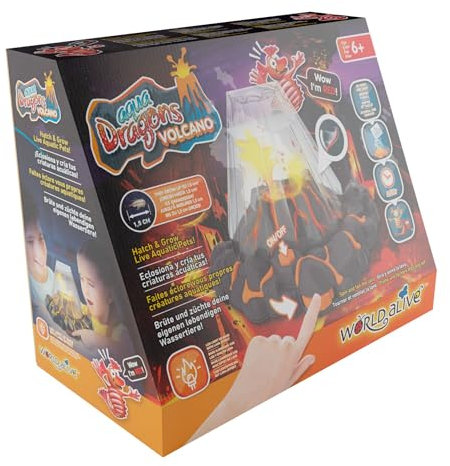 Tanque volcánico Aqua Dragon, base de luz LED roja, kit de juguetes educativos STEM, incubar y cultivar huevos de mascotas acuáticas, comida, cuchara, lupa, para niños de 6 años en adelante