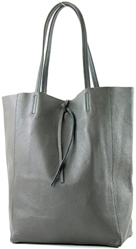 modamoda de T163 Damen Leder Shopper Schultertasche, handmade in Italy