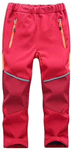 FAIRYRAIN Kinder Jungen Mädchen Winter Warm Softshellhose mit Fleecefütterung Wasserabweisend Winddicht Atmungsaktiv Outdoorhose Skihose Wanderhose Regenhose Sporthose L