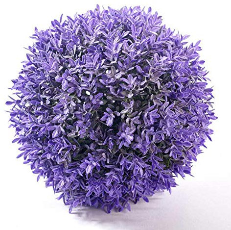 Hochwertige & Künstliche Lavendel Dekokugel/Blütenkugel - Neu 2020 - Kunstpflanze Tischdeko - Lavendelkugel/Buchskugel - Naturgetreue Lavendeldeko (Klein: Ø 20cm)
