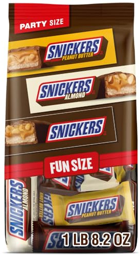 SNICKERS Variety Pack Fun Size Original, Peanut Butter & Almond Milk Chocolate Candy Bars Bulk Pack Assortment, 32.68 oz Bag, 45 Piece