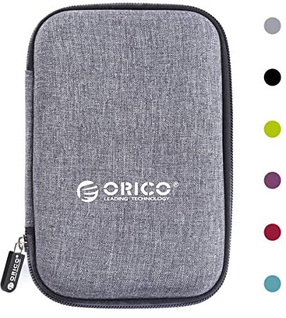 ORICO Festplattentasche 2,5 Zoll HDD SSD Case mit Innengröße 140x90x25mm zum Organisieren von 2,5'' Festplatten und Computer-Zubehör,Grau(PHD-25)