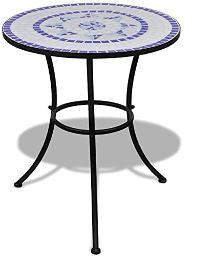 TEWTX7 Mosaik-Bistrotisch Beistelltisch Mosaiktisch Couchtisch Arbeitsplatte aus Keramik Gartenmöbel für Balkon 62 cm Robuste und Pflegeleichte Tischplatte