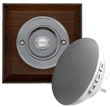Modern Living Square Wireless Doorbell in Tudor and Brushed Nickel - Nickel Press - Standard Plug in F5S