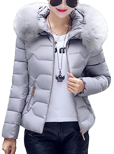 Onsoyours Piumino Invernale da Donna Leggero Caldo Giacca Trapuntato Antivento Giubbotto Corto Slim Fit Maniche Lungo Giacca Parka Piumini Cappotto con Cappuccio