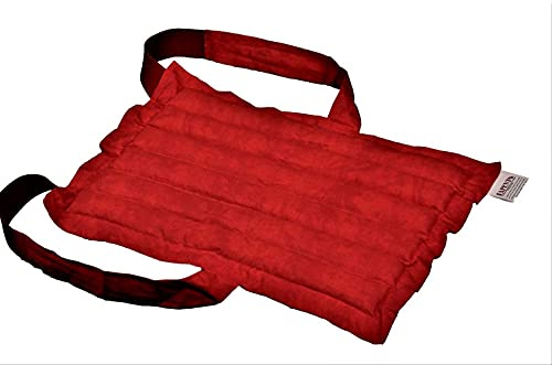 LAPENTA Lapenta Cojín térmico para microondas relleno de trigo y lavanda cojín de grano para espalda funda de tela de algodón rojo