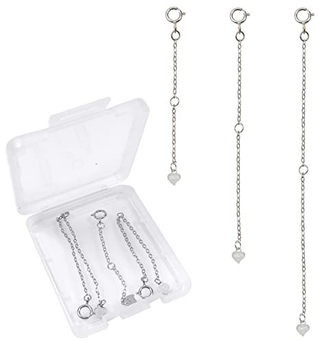 TOAOB 3 Stück 925 Sterling Silber Kettenverlängerung Extender Ketten 5cm 8cm 10cm Armband Verlängerungskette für Schmuckherstellung