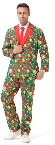 U LOOK UGLY TODAY - Traje de fiesta de Navidad para hombre, chaqueta divertida de Navidad, disfraz de Navidad novedoso, conjunto de traje de Navidad de ajuste regular, M